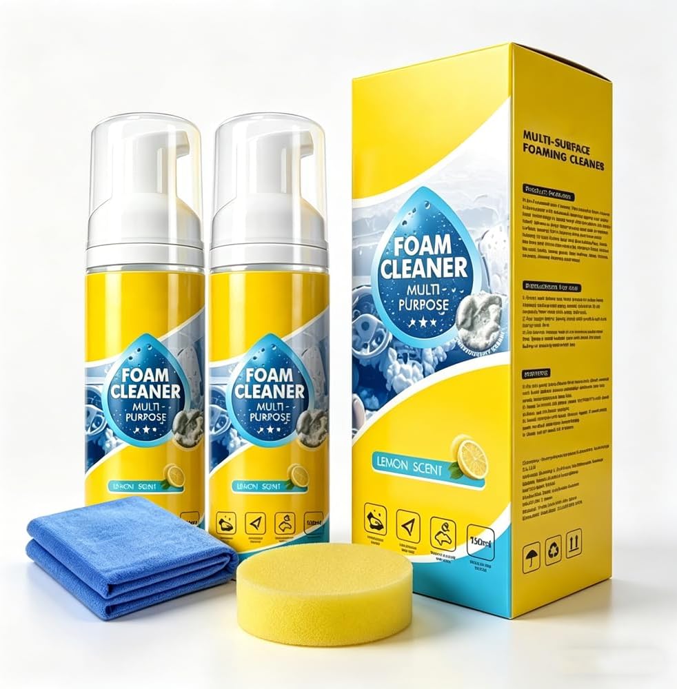 4-in-1 Multi-Enzyme Foaming Cleaner — A Multi-Purpose Deep Cleaning Spray Suitable for Car Interiors, Kitchen Grease, Bathroom Tiles, and Sofa Fabrics.