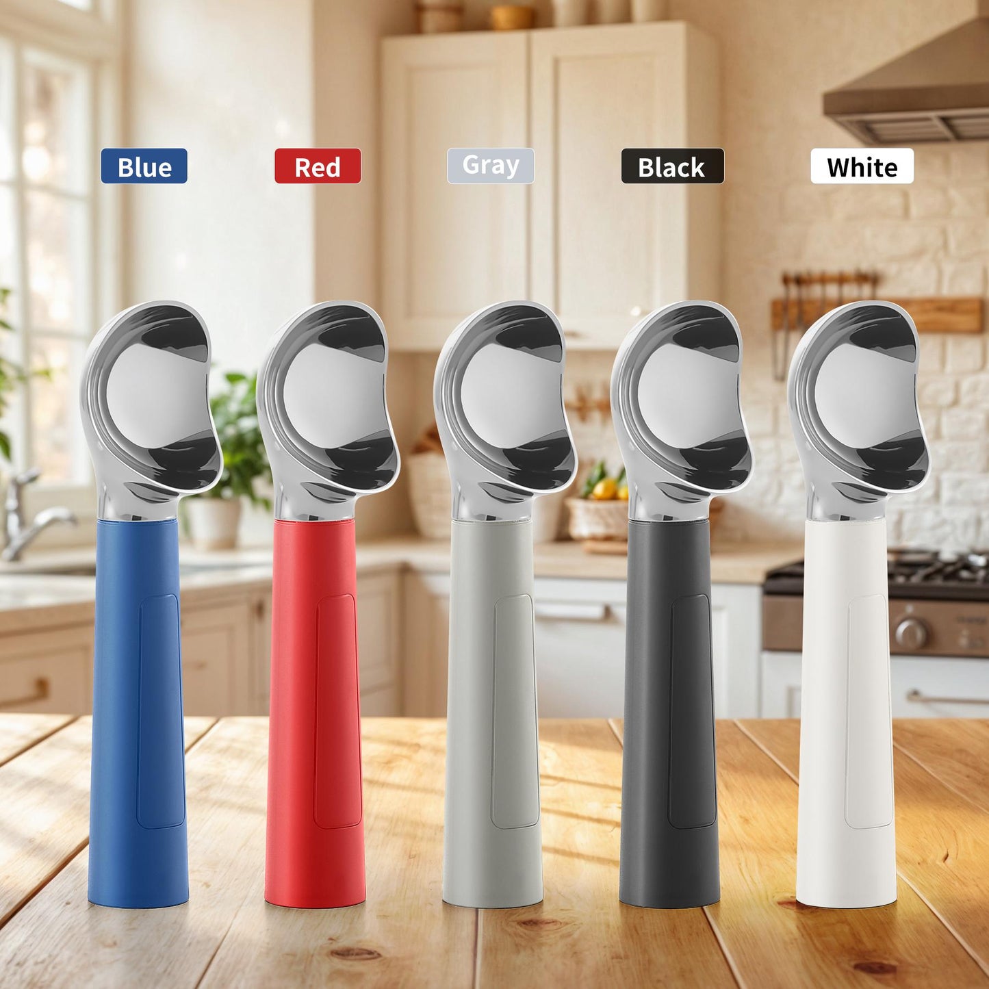 Electric Ice Cream Scoop | Rechargeable 2-oz Stainless Steel Scoop with LED Display | Waterproof Design — Easily Scoops Hard Ice Cream