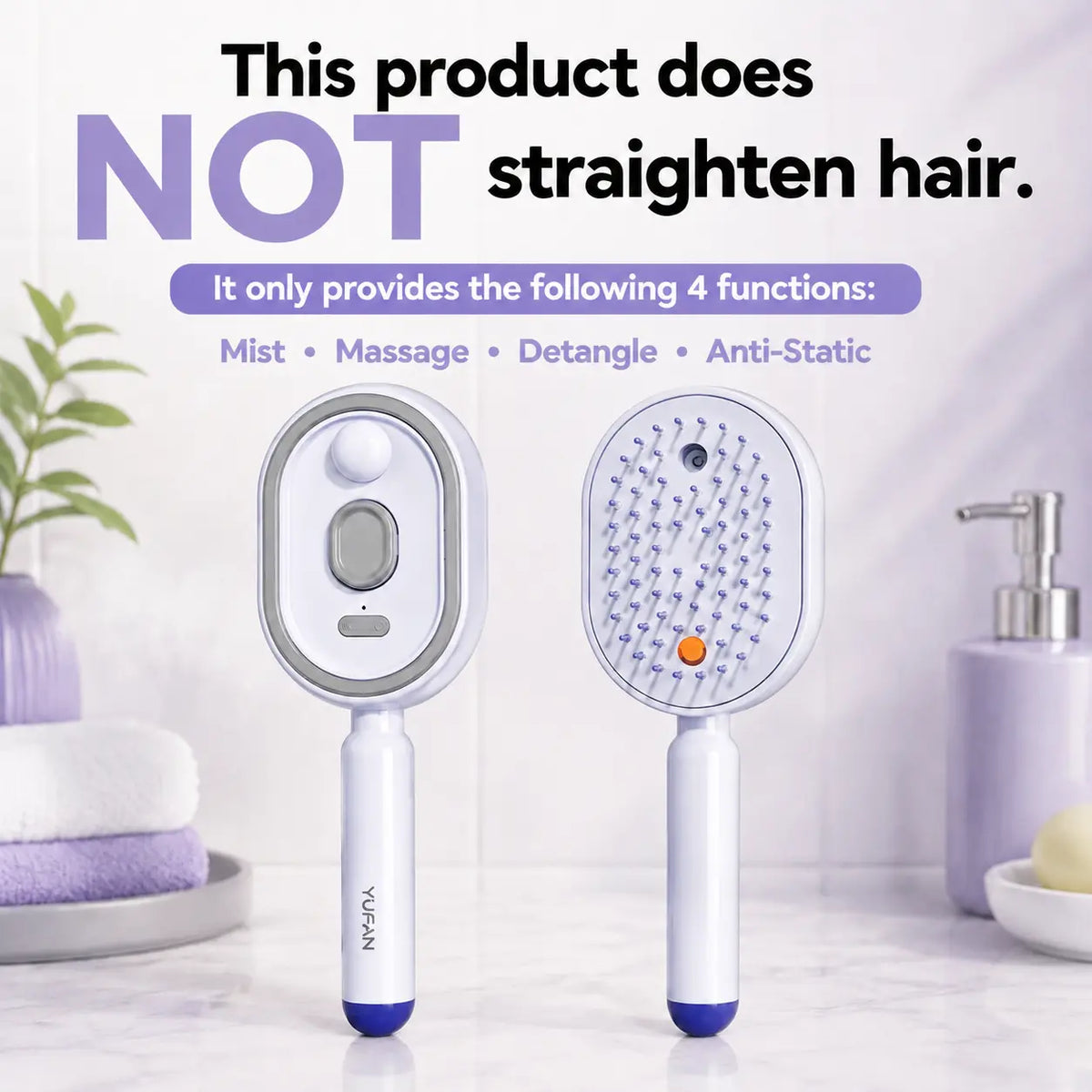 Electric Spray Air Cushion Massage Comb with Self-Cleaning, Anti-Tangle, Anti-Static, Volumizing Functions and Essential Oil Mist Aromatherapy Hair Care