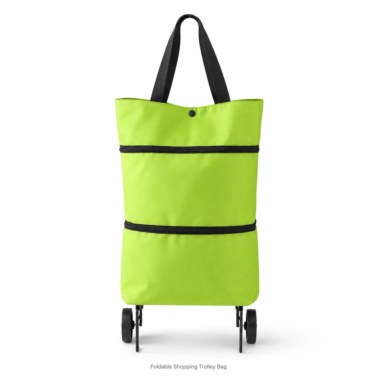 Foldable Shopping Trolley Bag with Wheels, Portable Reusable Grocery Tote, Lightweight Rolling Shopping Cart Bag with Carry Handles for Supermarket, Travel, Laundry and Daily Use