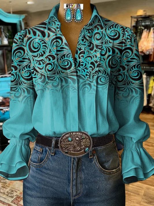 Women's Retro Casual Western Pattern Shirt