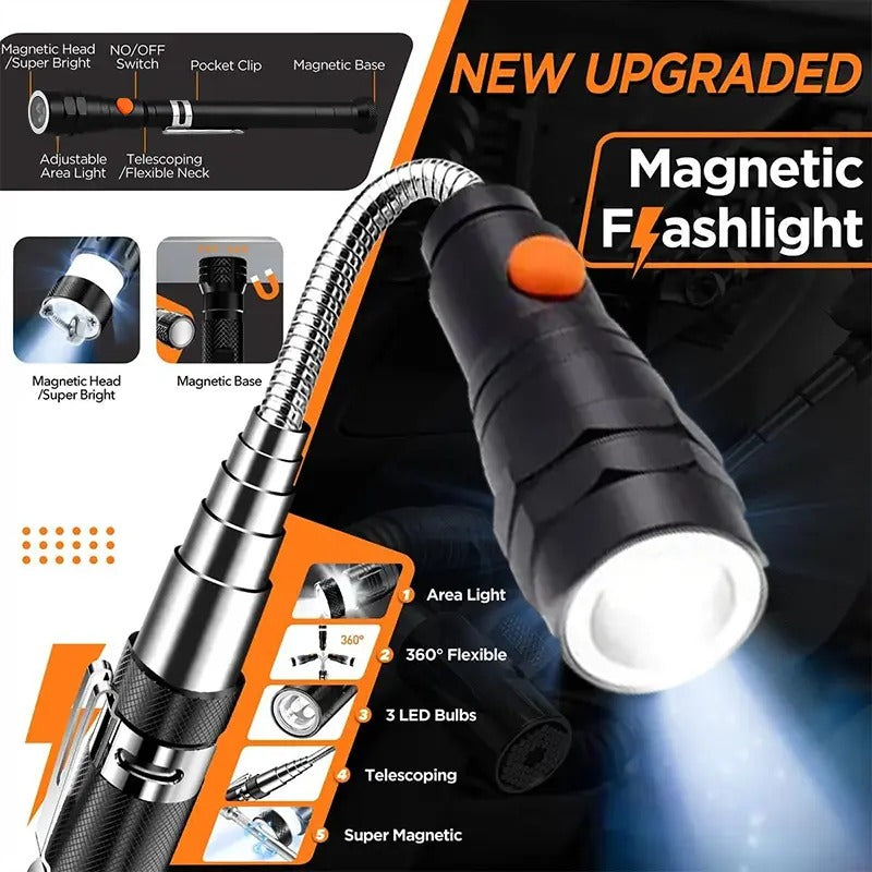 Extendable Magnetic Pickup Tools - Telescoping Magnet with LED Flashlight Gifts for Men, Fathers Day Mens Gifts from Daughter Son, Birthday Gifts for Men Dad Him