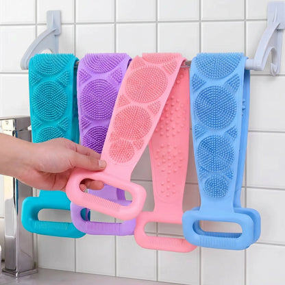2PCS Silicone Bath Brush – Double-Sided Exfoliating Back Scrubber with Mesh Sponge, Shower & Bath Tool, Bathroom Self-Care Accessory for Easy At-Home Body Care