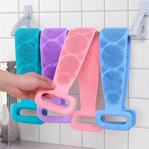 2PCS Silicone Bath Brush – Double-Sided Exfoliating Back Scrubber with Mesh Sponge, Shower & Bath Tool, Bathroom Self-Care Accessory for Easy At-Home Body Care