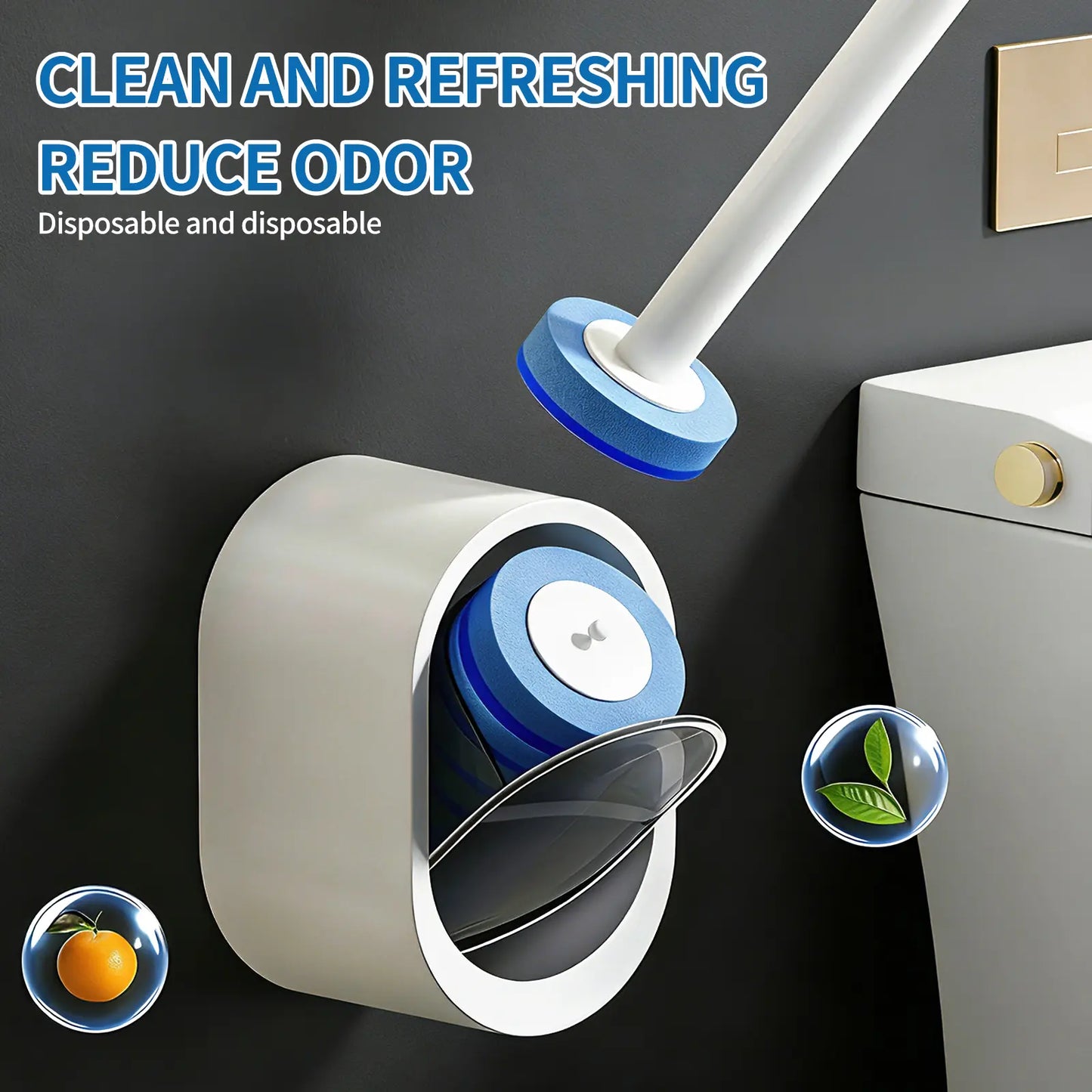 Disposable Toilet Brush Kit - 32/16 Refill Heads & Holder, Rotating No-Touch Deep Cleaner for Under-Rim & Corner, Bathroom Cleaning Tool for Home, RV