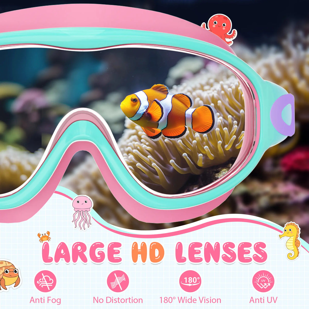 2 Pack Kids Swim Goggles for 3-15+ UV Protection Anti-Fog High Definition Waterproof Adjustable Goggles for Boys and Girls - Safety anti-uv swimming goggles swim glass anti-fog with Earplugs & Nose Clip,for Lake,Beach, Summer Party