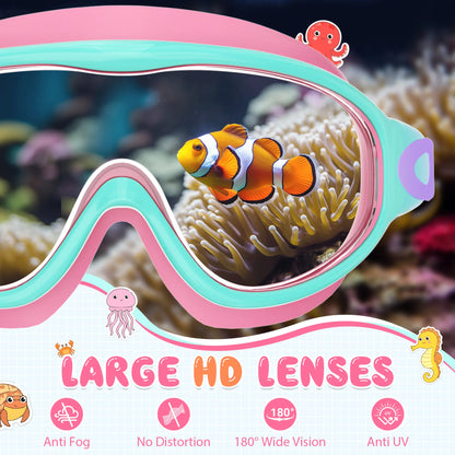 2 Pack Kids Swim Goggles for 3-15+ UV Protection Anti-Fog High Definition Waterproof Adjustable Goggles for Boys and Girls - Safety anti-uv swimming goggles swim glass anti-fog with Earplugs & Nose Clip,for Lake,Beach, Summer Party