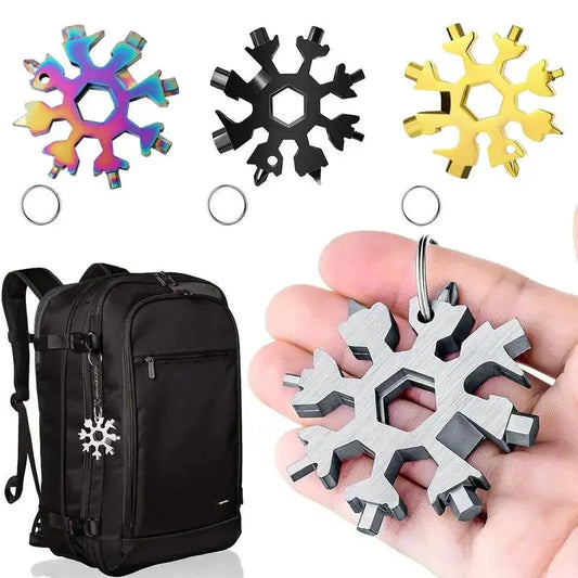 18-in-1 Snowflake Multi-tool Stainless Steel Portable Wrench All-in-One Screwdriver & Bottle Opener Must-Have Survival Gadget for Outdoor Activities