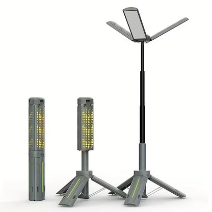 8000mAh Camping Lantern (with Adjustable Stand) — 3.4-Foot, 1800-Lumen Cordless Work Light, Featuring 3 Adjustable Light Heads, Stepless Dimming, and Emergency Flashlight Function