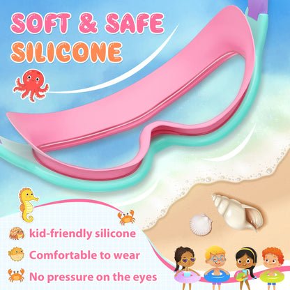 2 Pack Kids Swim Goggles for 3-15+ UV Protection Anti-Fog High Definition Waterproof Adjustable Goggles for Boys and Girls - Safety anti-uv swimming goggles swim glass anti-fog with Earplugs & Nose Clip,for Lake,Beach, Summer Party