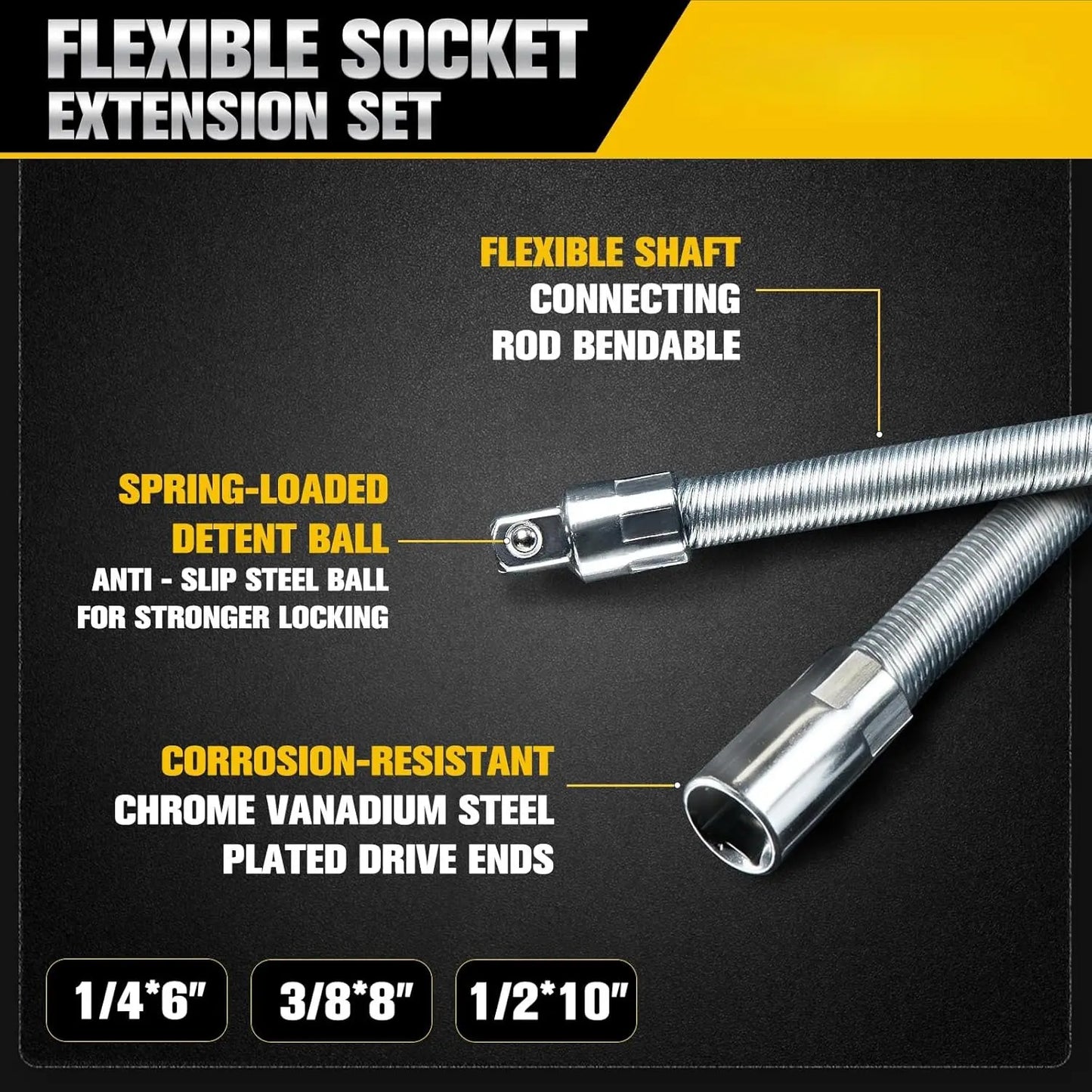 1/2 Inch 35cm Multifunctional Socket Wrench Set - 3 Bendable Shafts, Wrench Extender, Connecting Rod - Work Tools, Cars Accessories, Car Stuff, Field Mechanic Tools for Home Use,father'sdaygifts