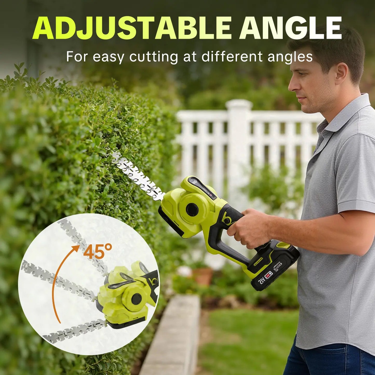 Cordless 2-in-1 Grass Shear & Shrub Trimmer, Handheld Electric Hedge Trimmer, 2*21V Batteries,Lightweight for Lawn Hedge Garden Yard Maintenance fathersdaygift