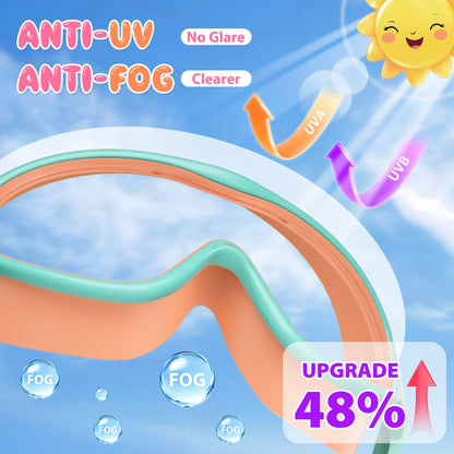 2 Pack Kids Swim Goggles for 3-15+ UV Protection Anti-Fog High Definition Waterproof Adjustable Goggles for Boys and Girls - Safety anti-uv swimming goggles swim glass anti-fog with Earplugs & Nose Clip,for Lake,Beach, Summer Party