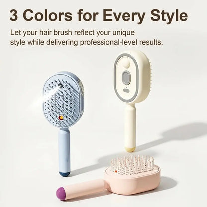 Electric Spray Air Cushion Massage Comb with Self-Cleaning, Anti-Tangle, Anti-Static, Volumizing Functions and Essential Oil Mist Aromatherapy Hair Care