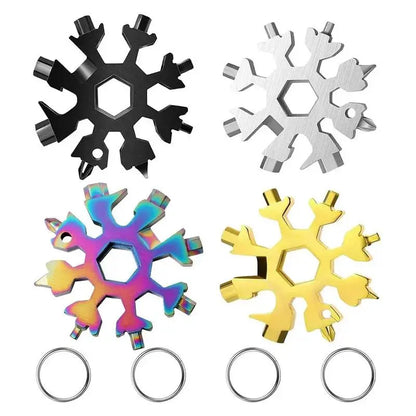 18-in-1 Snowflake Multi-tool Stainless Steel Portable Wrench All-in-One Screwdriver & Bottle Opener Must-Have Survival Gadget for Outdoor Activities