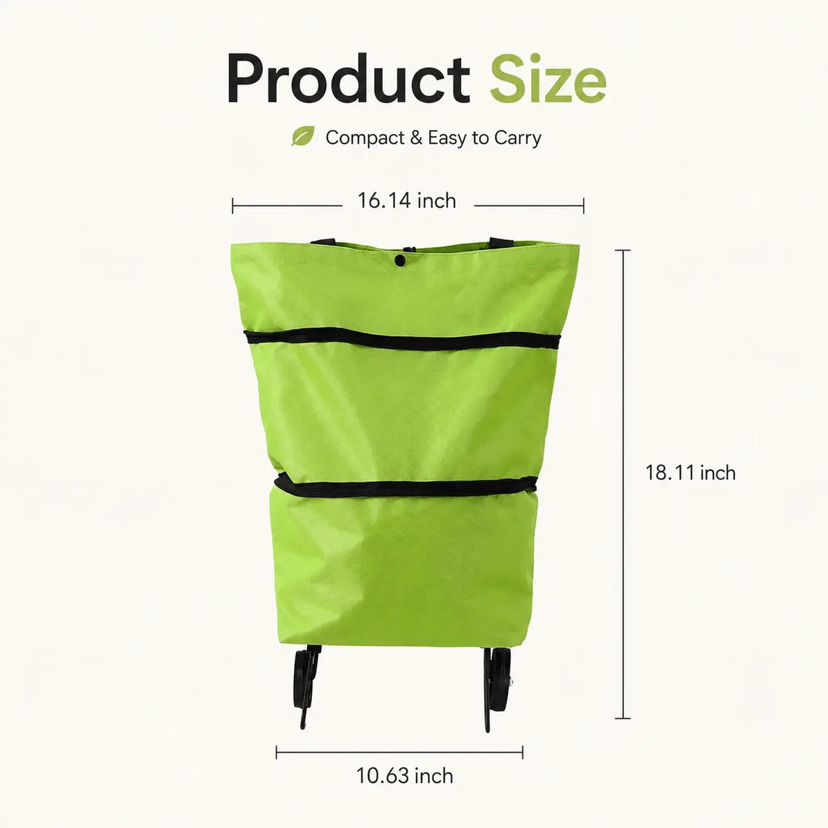Foldable Shopping Trolley Bag with Wheels, Portable Reusable Grocery Tote, Lightweight Rolling Shopping Cart Bag with Carry Handles for Supermarket, Travel, Laundry and Daily Use
