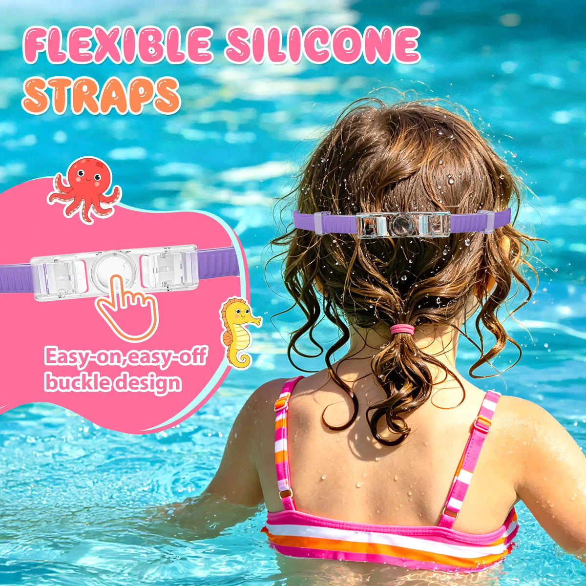2 Pack Kids Swim Goggles for 3-15+ UV Protection Anti-Fog High Definition Waterproof Adjustable Goggles for Boys and Girls - Safety anti-uv swimming goggles swim glass anti-fog with Earplugs & Nose Clip,for Lake,Beach, Summer Party