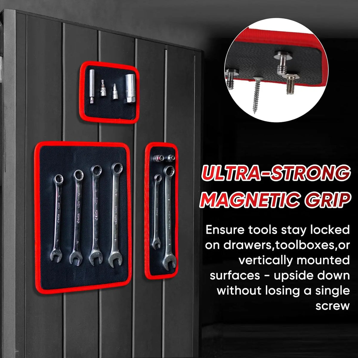 3PC Flexible Magnetic Tool Mat & Tray Holder - Magnetic Tool Tray, Flexible Magnetic Mat, PVC & Non-Slip for Garage Workshop, Auto Repair Tools fathersdaygiftideas fathersdaygift