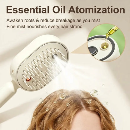 Electric Spray Air Cushion Massage Comb with Self-Cleaning, Anti-Tangle, Anti-Static, Volumizing Functions and Essential Oil Mist Aromatherapy Hair Care