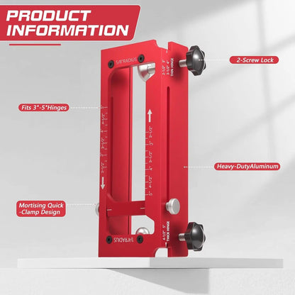 Door Hinge Jig - Door Hinge Cut Out Tool for Door & Cabinet Hinges, Adjustable Mortising Template Fits 2.5" to 5" Hinges with 1/4" & 5/8" Radius & Square Corner Tools