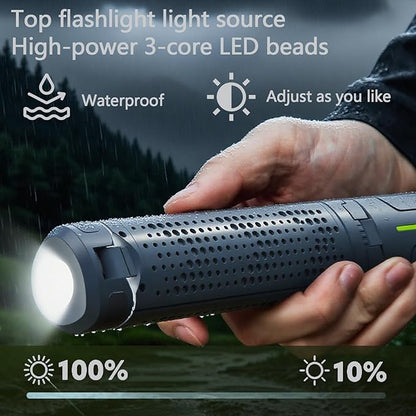 8000mAh Camping Lantern (with Adjustable Stand) — 3.4-Foot, 1800-Lumen Cordless Work Light, Featuring 3 Adjustable Light Heads, Stepless Dimming, and Emergency Flashlight Function