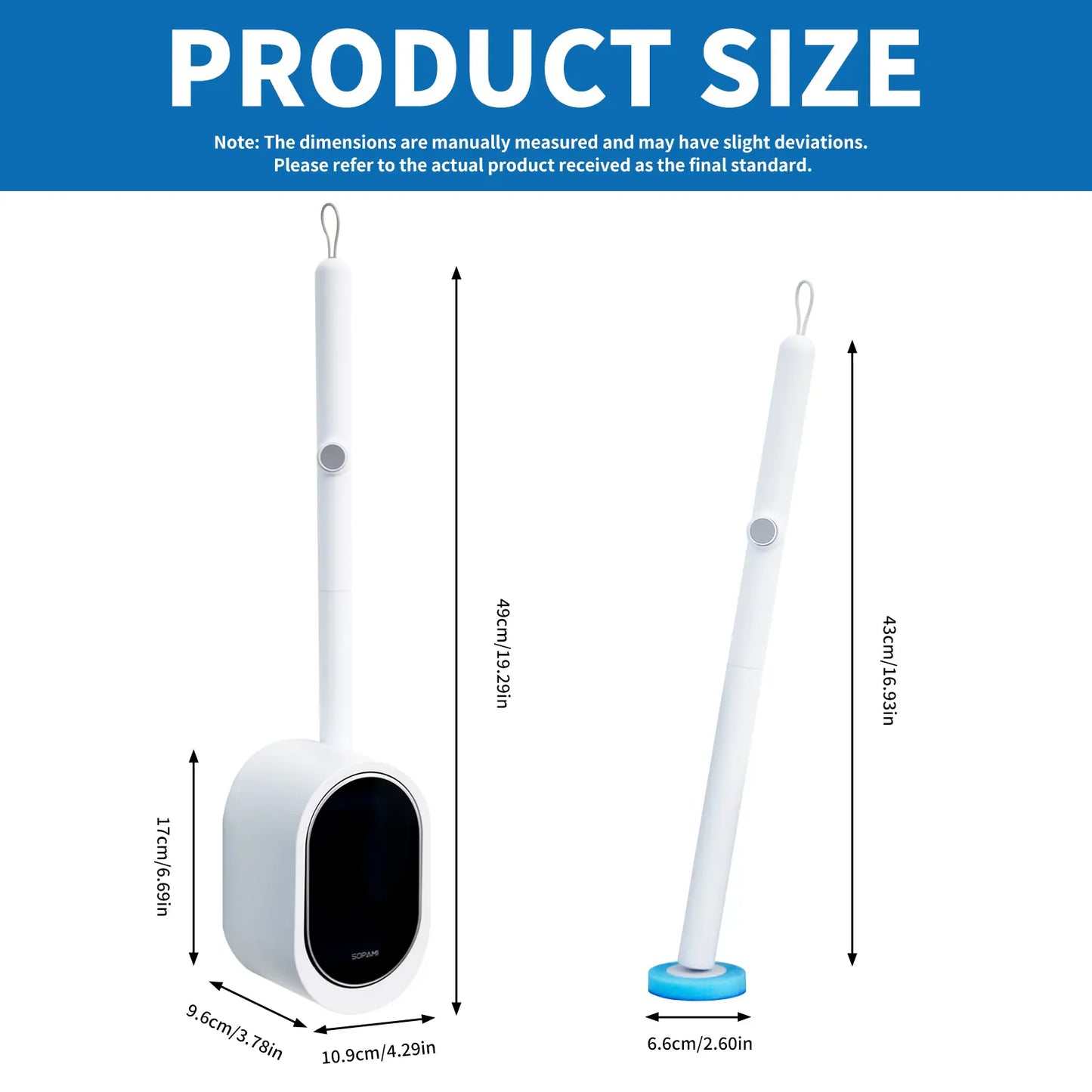 Disposable Toilet Brush Kit - 32/16 Refill Heads & Holder, Rotating No-Touch Deep Cleaner for Under-Rim & Corner, Bathroom Cleaning Tool for Home, RV