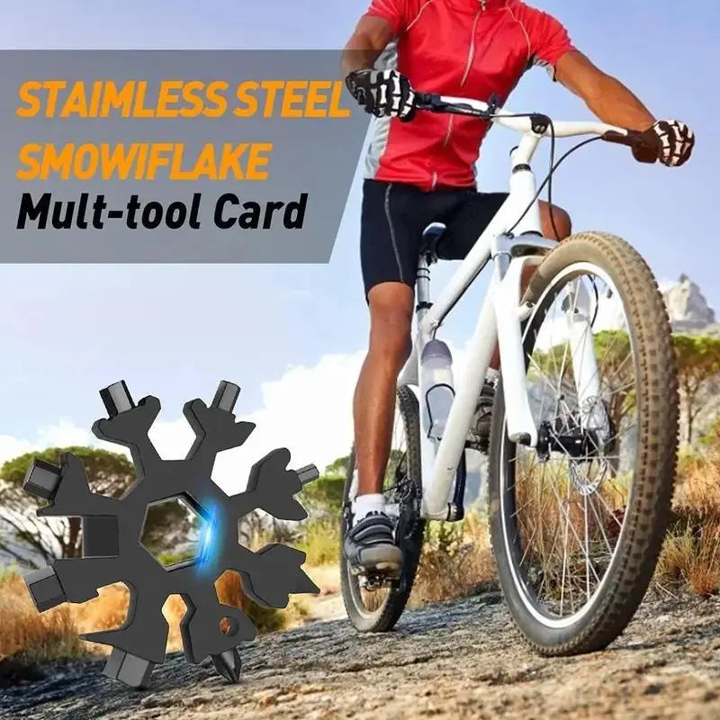 18-in-1 Snowflake Multi-tool Stainless Steel Portable Wrench All-in-One Screwdriver & Bottle Opener Must-Have Survival Gadget for Outdoor Activities
