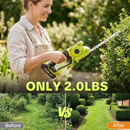 Cordless 2-in-1 Grass Shear & Shrub Trimmer, Handheld Electric Hedge Trimmer, 2*21V Batteries,Lightweight for Lawn Hedge Garden Yard Maintenance fathersdaygift