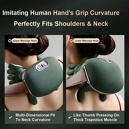 Bionic hand heating massage device, used for deep tissue pain relief, wireless portable electric finger pressure 4D kneading massage, simulates human hand, suitable for neck/shoulder/leg massage, ideal for home massage, Usb rechargeable massagers