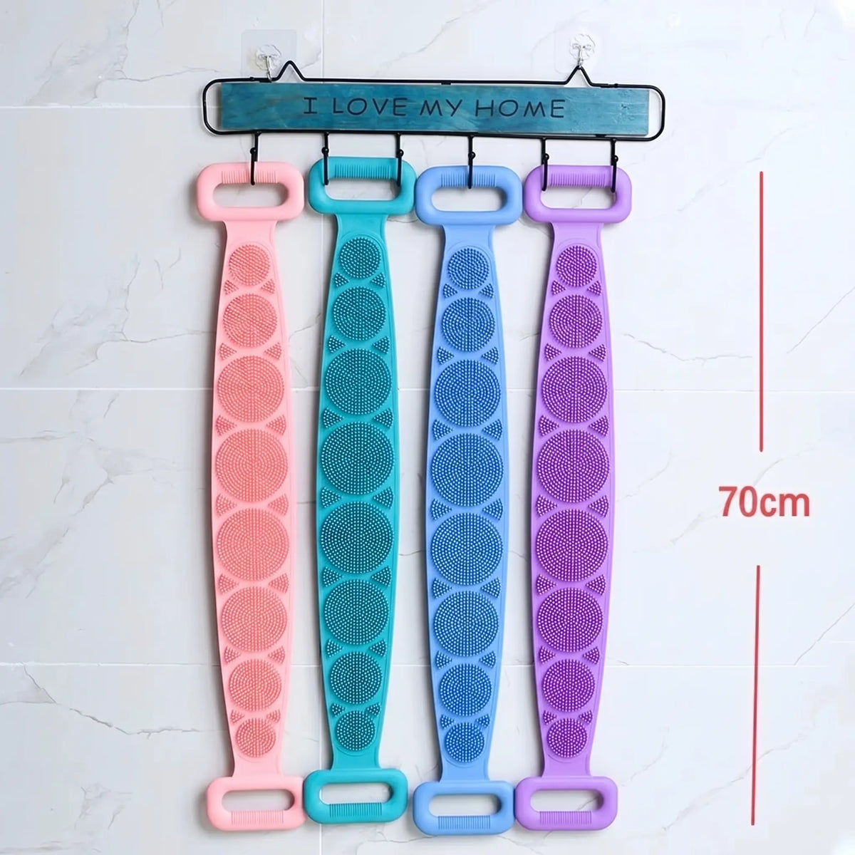 2PCS Silicone Bath Brush – Double-Sided Exfoliating Back Scrubber with Mesh Sponge, Shower & Bath Tool, Bathroom Self-Care Accessory for Easy At-Home Body Care