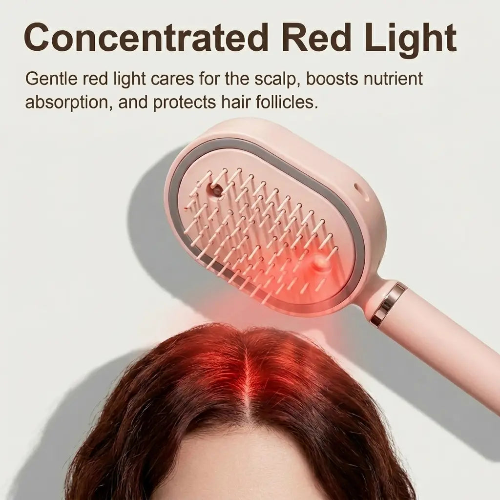 Electric Spray Air Cushion Massage Comb with Self-Cleaning, Anti-Tangle, Anti-Static, Volumizing Functions and Essential Oil Mist Aromatherapy Hair Care