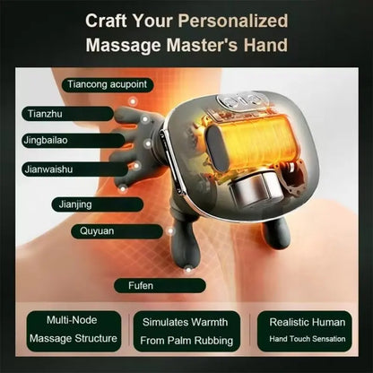 Bionic hand heating massage device, used for deep tissue pain relief, wireless portable electric finger pressure 4D kneading massage, simulates human hand, suitable for neck/shoulder/leg massage, ideal for home massage, Usb rechargeable massagers
