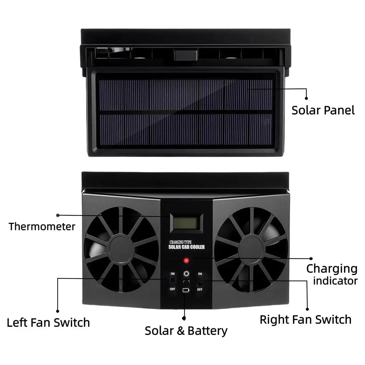 Dual Outlet Solar Car Vent Fan Auto Air Circulation Cooling Exhaust Fan For Vehicle,Exhaust Fan