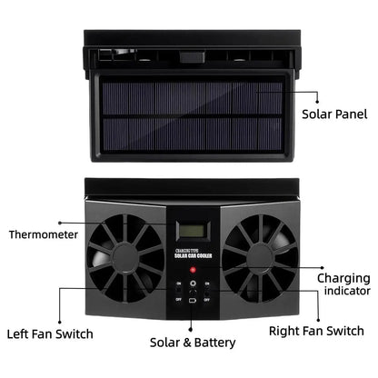 Dual Outlet Solar Car Vent Fan Auto Air Circulation Cooling Exhaust Fan For Vehicle,Exhaust Fan