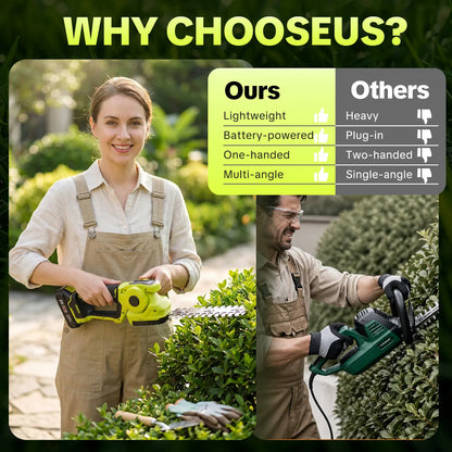 Cordless 2-in-1 Grass Shear & Shrub Trimmer, Handheld Electric Hedge Trimmer, 2*21V Batteries,Lightweight for Lawn Hedge Garden Yard Maintenance fathersdaygift