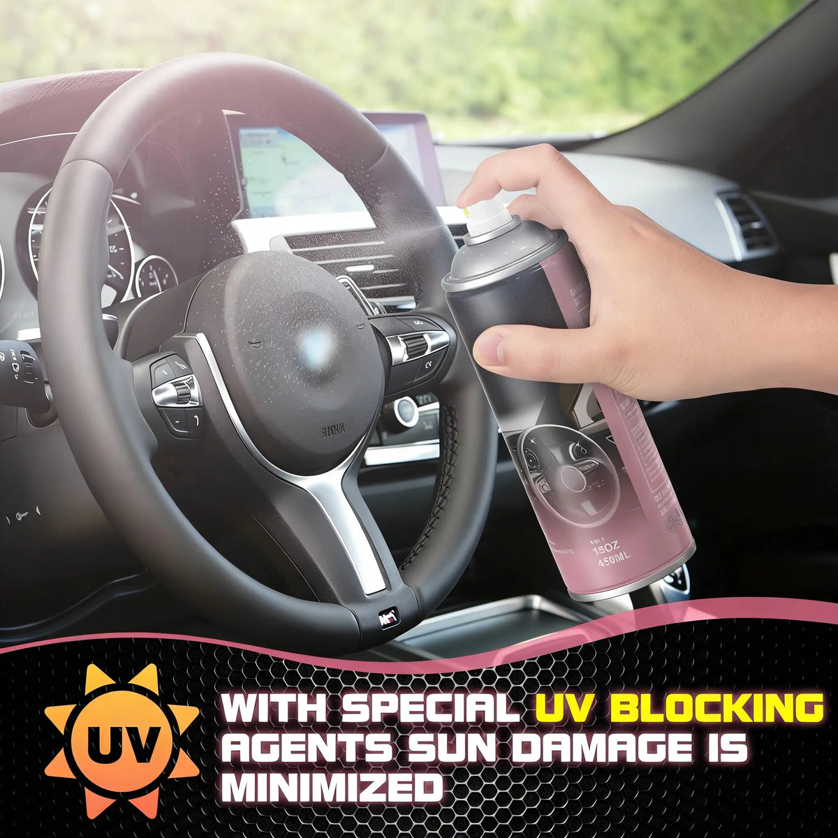 Car Interior Protectant Spray For Leahter and plastic One-Step Tire Shine Spray for Precise, Even Shine and Minimal Overspray ,15oz