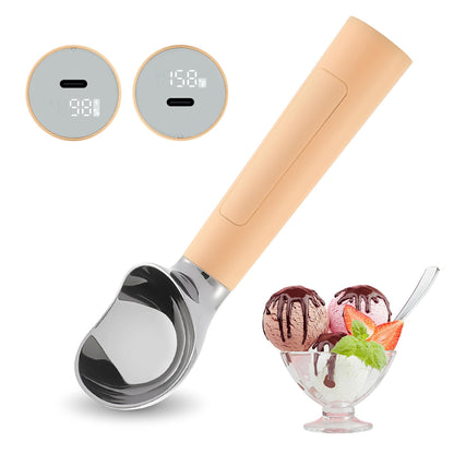 Electric Ice Cream Scoop | Rechargeable 2-oz Stainless Steel Scoop with LED Display | Waterproof Design — Easily Scoops Hard Ice Cream