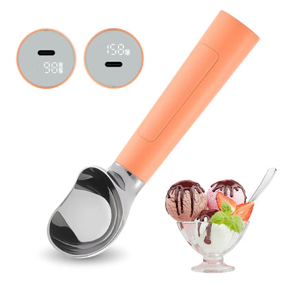 Electric Ice Cream Scoop | Rechargeable 2-oz Stainless Steel Scoop with LED Display | Waterproof Design — Easily Scoops Hard Ice Cream