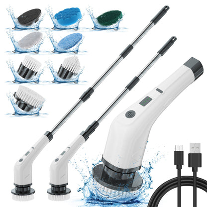 Electric Spin Scrubber for Cleaning Bathroom, Shower Scrubber Cleaning Brush with 2 Speed,with 8 Replaceable Brush Heads,Kitchen, Tub, Tile, Floor, Toilet, Household Cleaning Supplies Cordless Window and Surface Cleaner clesning kit