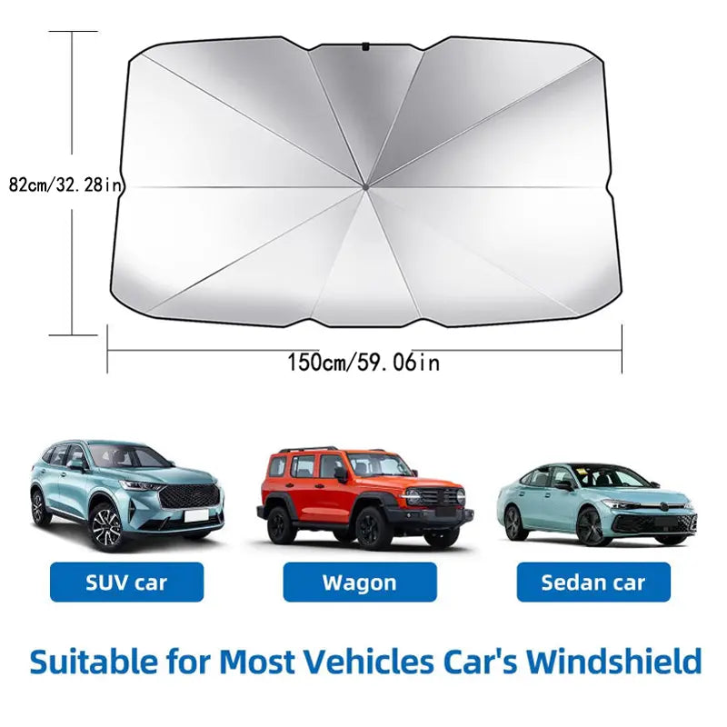 Car Front Windshield Sunshade, Multipurpose Car Glass Sun Shade, UV Blocker & Heat Reducer Car Sun Cover, Universal Easy-Fold Front Anti-UV Windshield Sunshade, Car Accessories