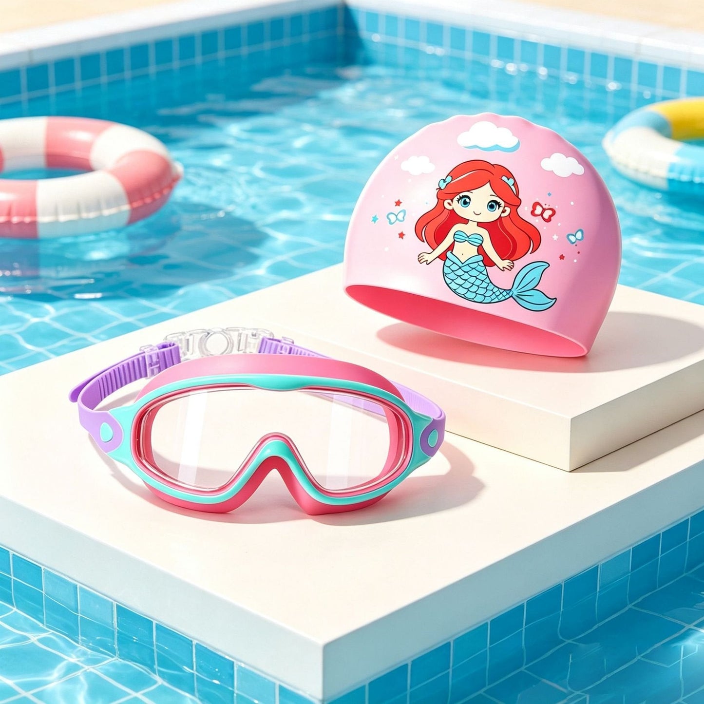 2 Pack Kids Swim Goggles for 3-15+ UV Protection Anti-Fog High Definition Waterproof Adjustable Goggles for Boys and Girls - Safety anti-uv swimming goggles swim glass anti-fog with Earplugs & Nose Clip,for Lake,Beach, Summer Party