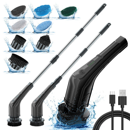 Electric Spin Scrubber for Cleaning Bathroom, Shower Scrubber Cleaning Brush with 2 Speed,with 8 Replaceable Brush Heads,Kitchen, Tub, Tile, Floor, Toilet, Household Cleaning Supplies Cordless Window and Surface Cleaner clesning kit
