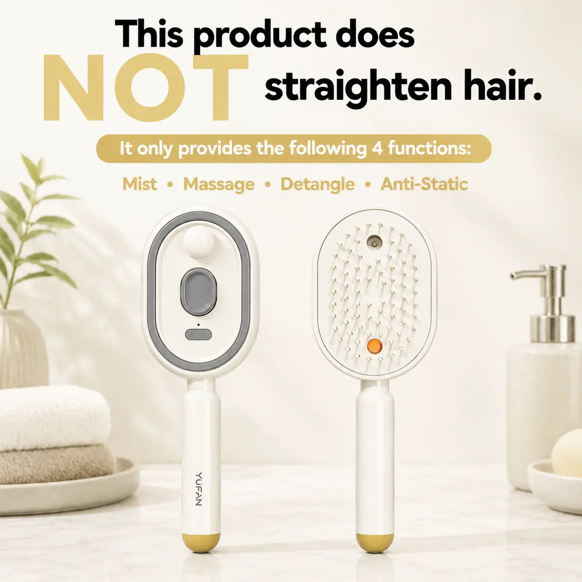 Electric Spray Air Cushion Massage Comb with Self-Cleaning, Anti-Tangle, Anti-Static, Volumizing Functions and Essential Oil Mist Aromatherapy Hair Care