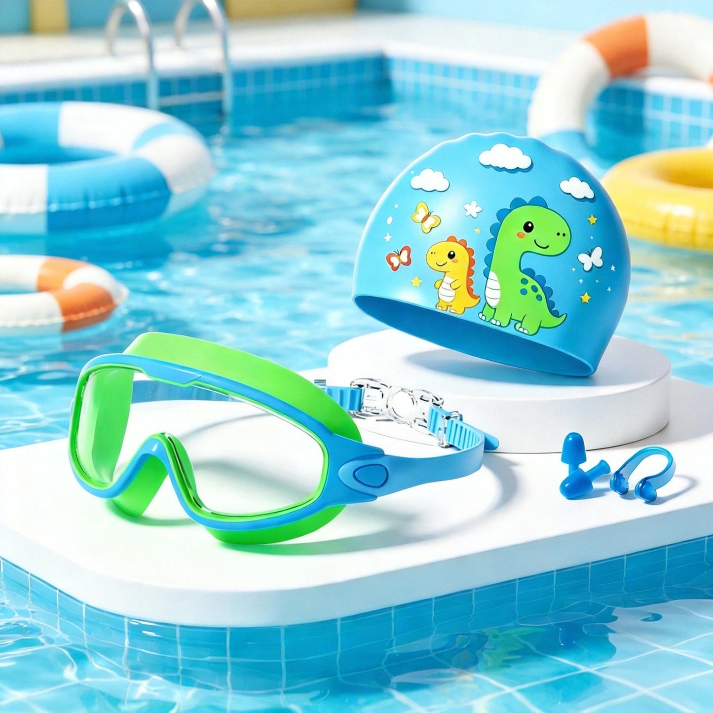 2 Pack Kids Swim Goggles for 3-15+ UV Protection Anti-Fog High Definition Waterproof Adjustable Goggles for Boys and Girls - Safety anti-uv swimming goggles swim glass anti-fog with Earplugs & Nose Clip,for Lake,Beach, Summer Party