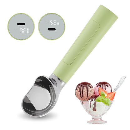 Electric Ice Cream Scoop | Rechargeable 2-oz Stainless Steel Scoop with LED Display | Waterproof Design — Easily Scoops Hard Ice Cream